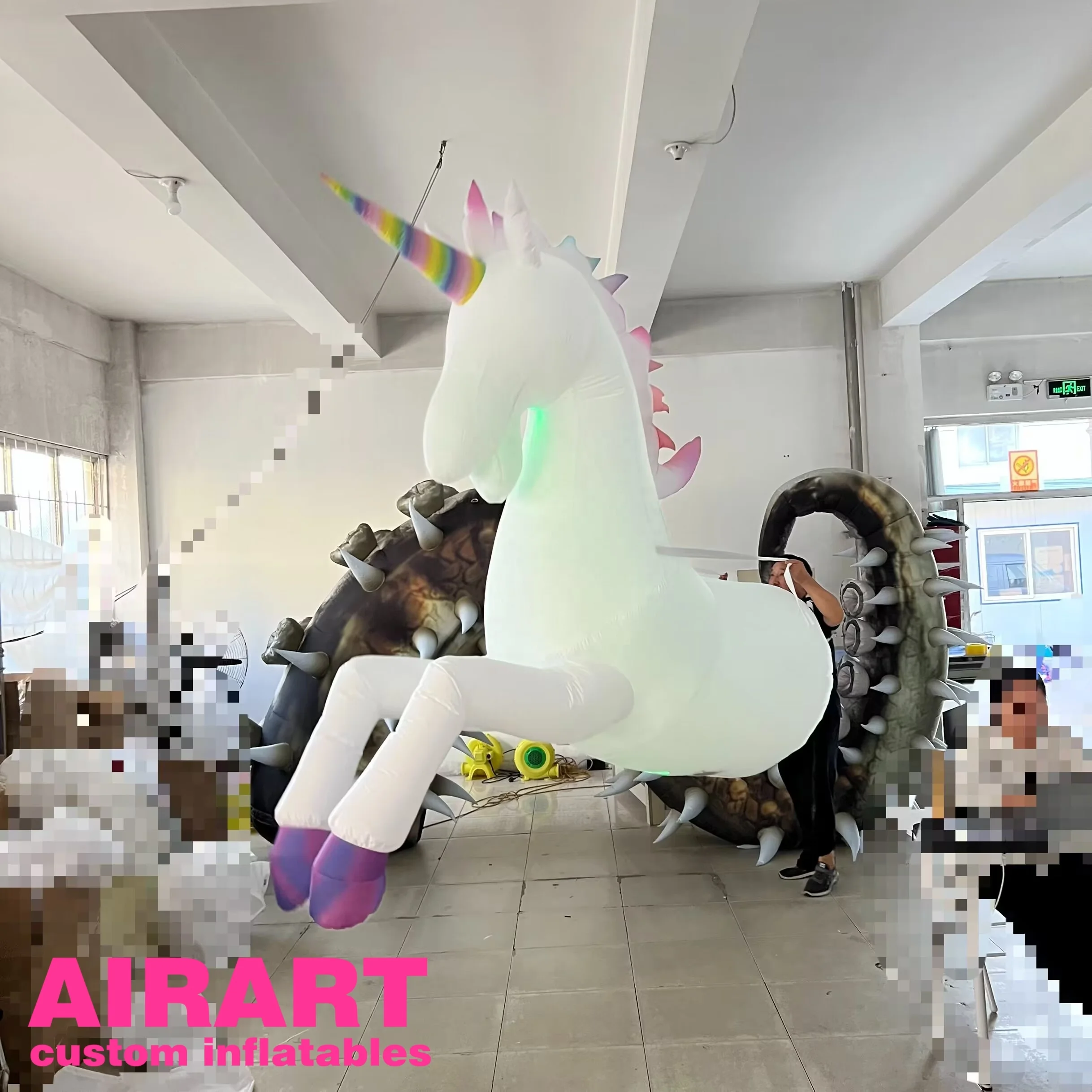 Adult advertising walking horse inflatable horse zebra rider unicorn mascot costume