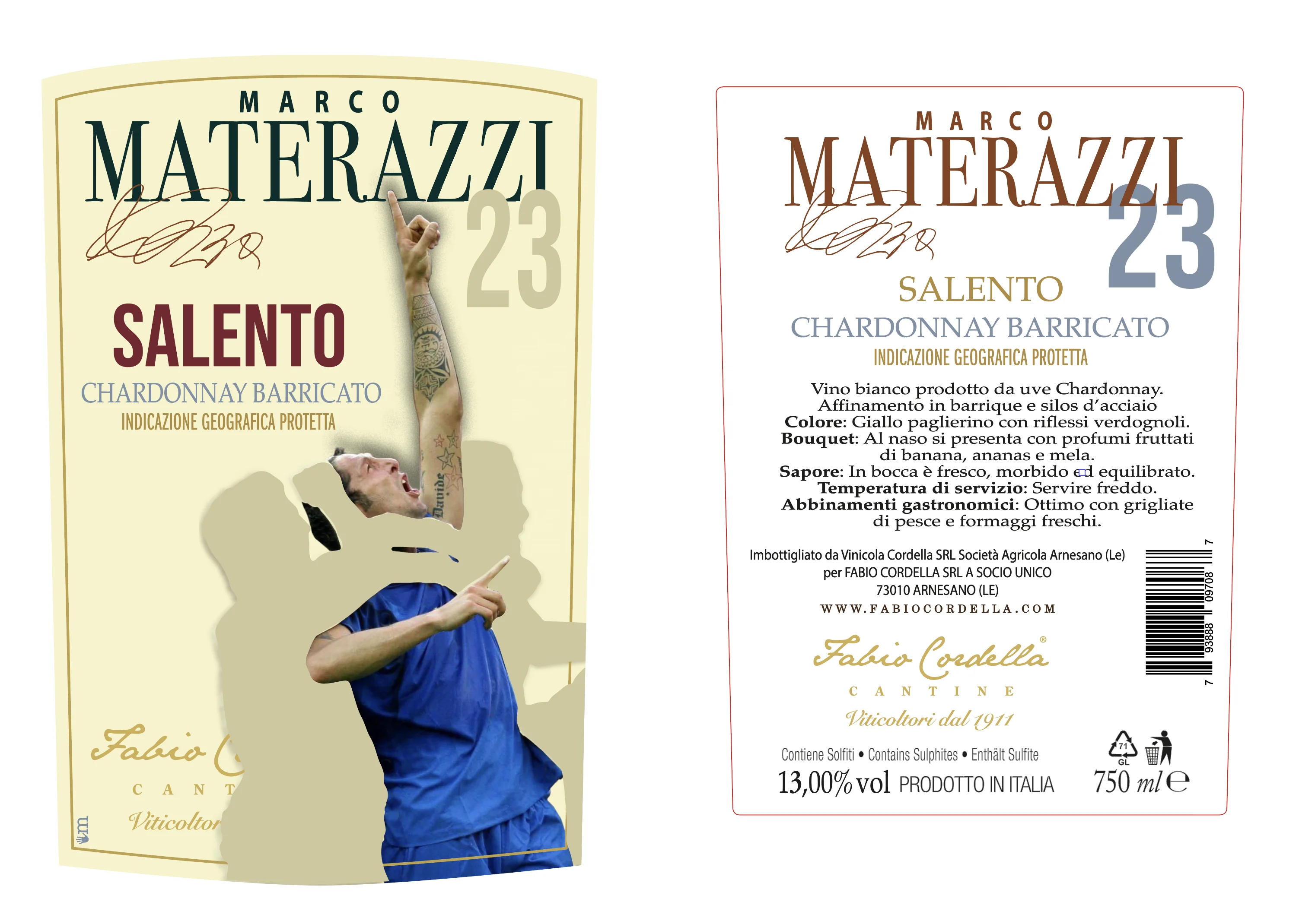 Marco Materazzi Chardonnay Barrique Salento IGP итальянское белое вино 750 мл вина чемпиона GVERDI Selection сделанное