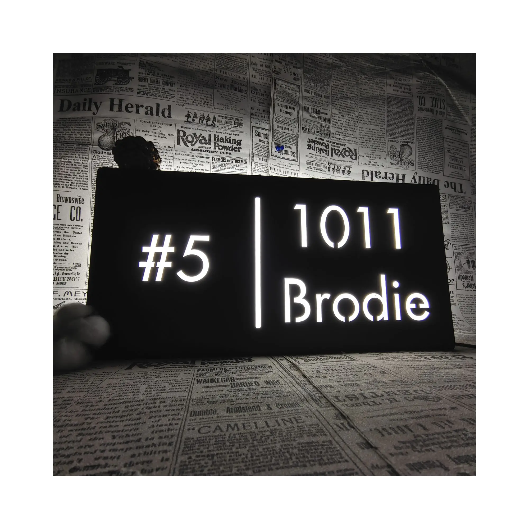 Interior Used Stainless Steel Door Plate Signs LED Illuminated House Number Signage Light Up Room Name and House Number