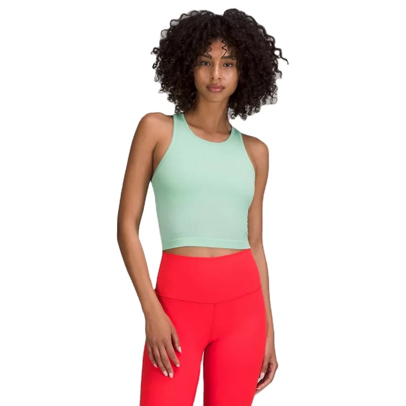 Custom Logo Bulk Wholesale Ladies Fitness Top Plain Knit Sexy Women Fashionable Crop Top