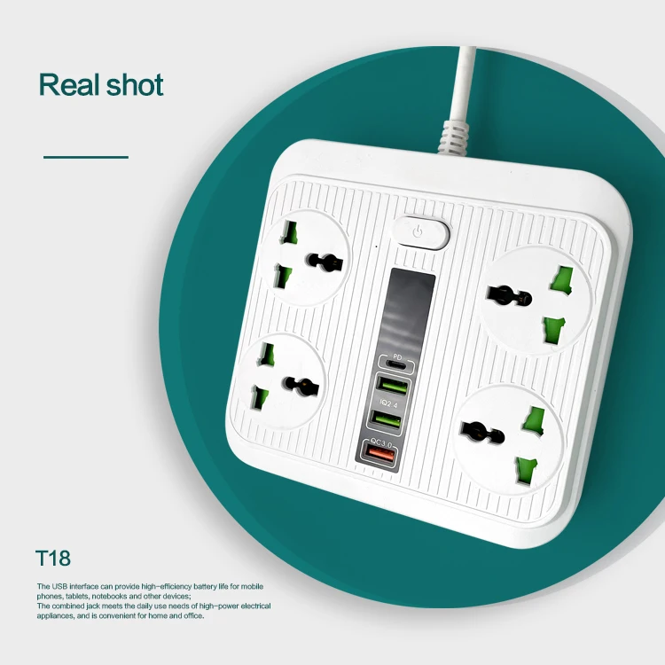 Factory Direct Sale T18 White Quick Usb Smart Power Strip Socket For Office