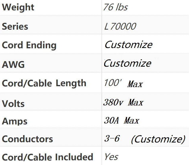 
L70100 Industrial Heavy Duty Metal Cable Reel,30m cable --REELCRAFT --Customized Reel 