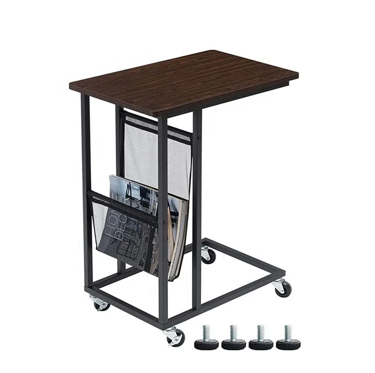HOPE Rehabilitation Equipment Medical Products Overbed Table Mobile C Shaped Sofa Side Table Bed Side End Table With Wheels