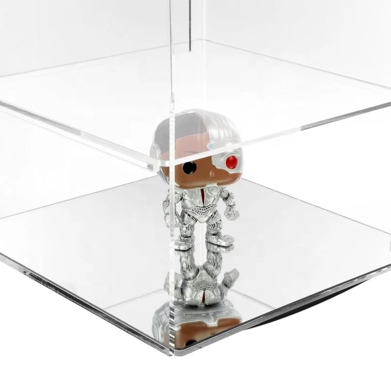 Rotatory Acrylic Display Case Cabinet with Mirror Base