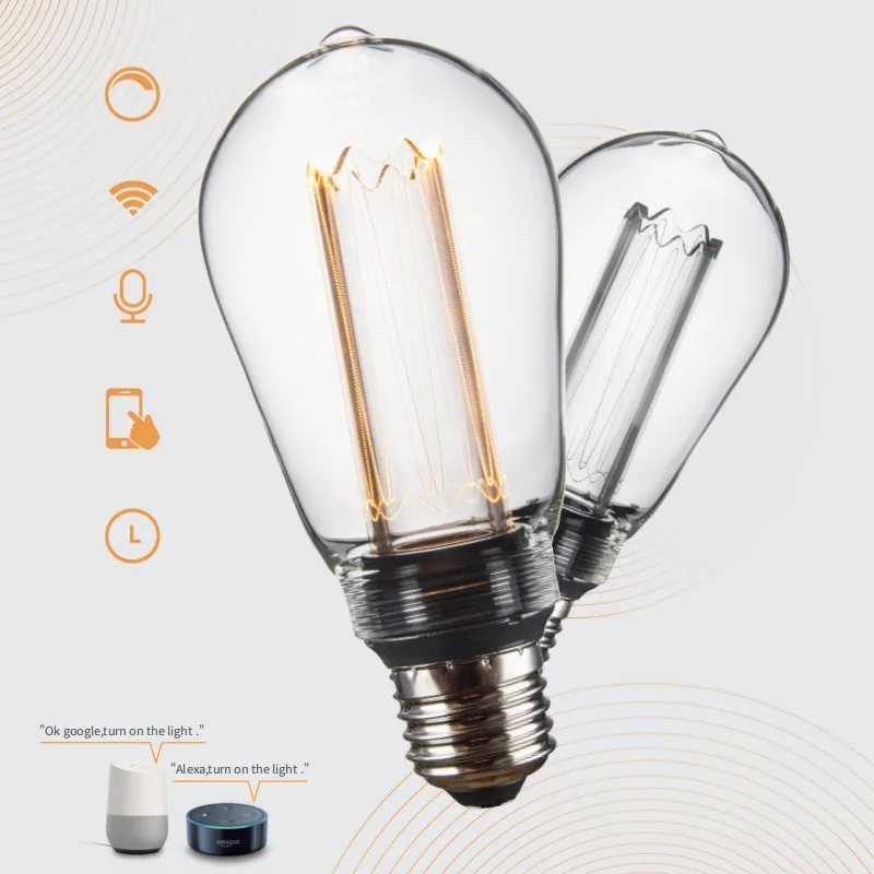 Умные светодиодные лампы накаливания E27 E26 ST64 G125 G95 с Wi-Fi