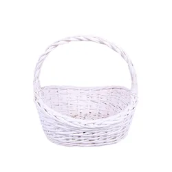 Woven Flower Organizer Basket Storage Flower Arrangement Basket Rattan Weaving Pastoral Style Room Decor ( Oval White )