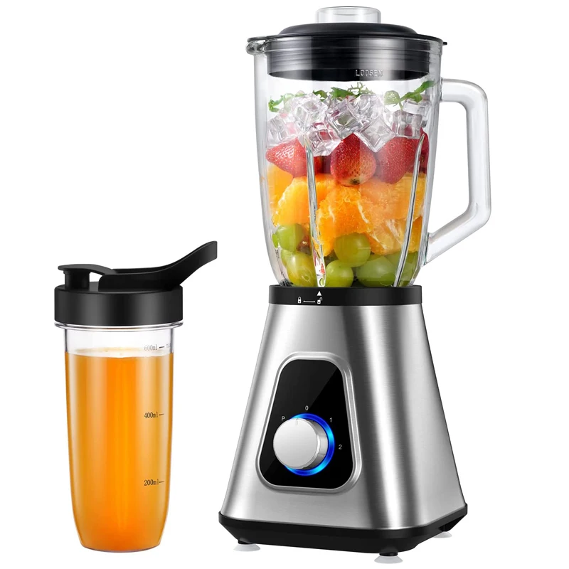 1300W high speed Glass jar smoothie mixer 2 speed settings 6 tips blade multifunctional table blender fruit juicer
