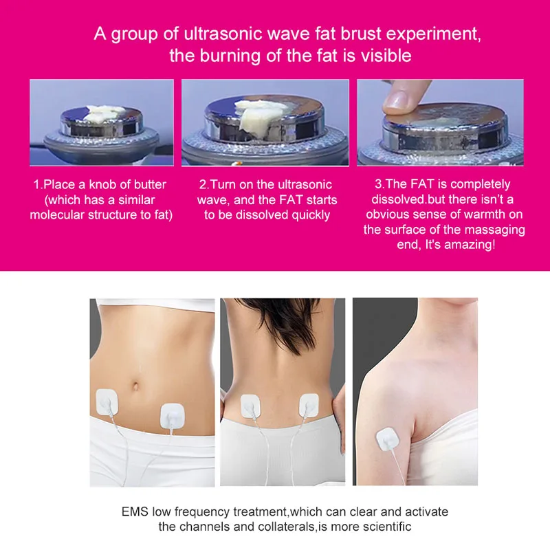 
2021 Facial Lifting Body Massager Ultrasound Cavitation Galvanic Infrared Ultrasonic EMS Weight Loss Slimming Machine 