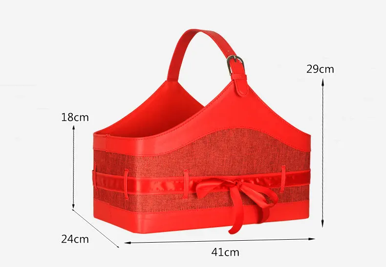 Factory Sale Hotel Gift Basket Leather New Years Gift Storage Basket PU Leather Wine Fruits Baskets for Gifts