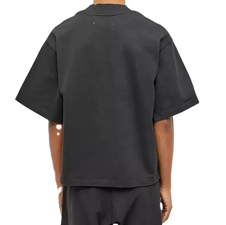 Wholesale Boxy Fit Oversize Drop Shoulder Tshirt 250gsm Vintage Heavy mock neck t shirt for men
