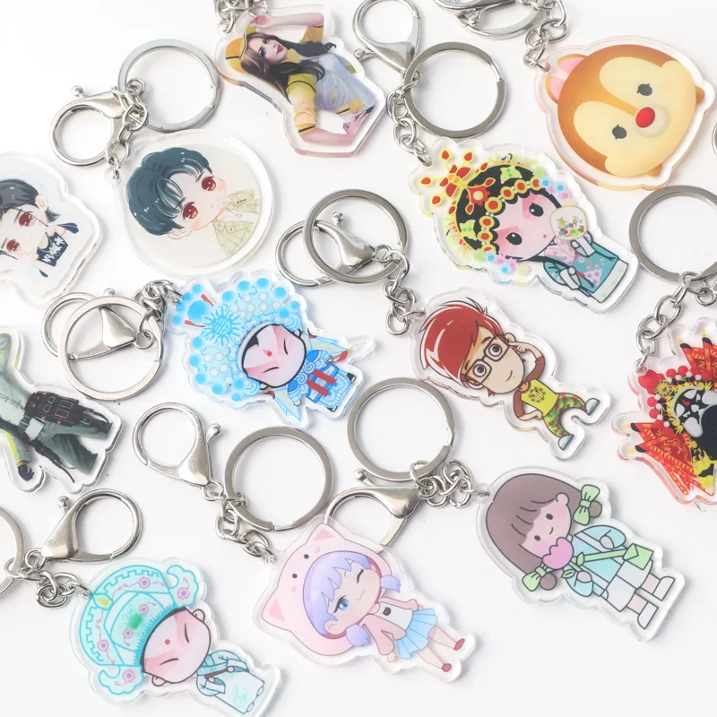Anime Customizable Holographic Keychain Beijing Opera Pattern Low Priced Promotional Product Acrylic Plastic Stainless Steel