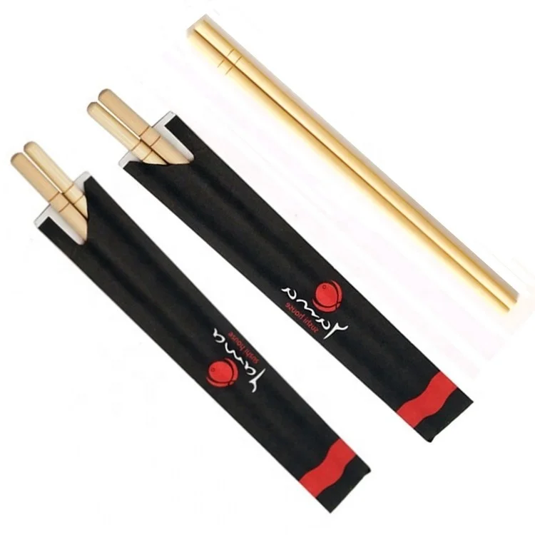 Одноразовые бамбуковые палочки для еды с черным рукавом на заказ для китайского ресторана