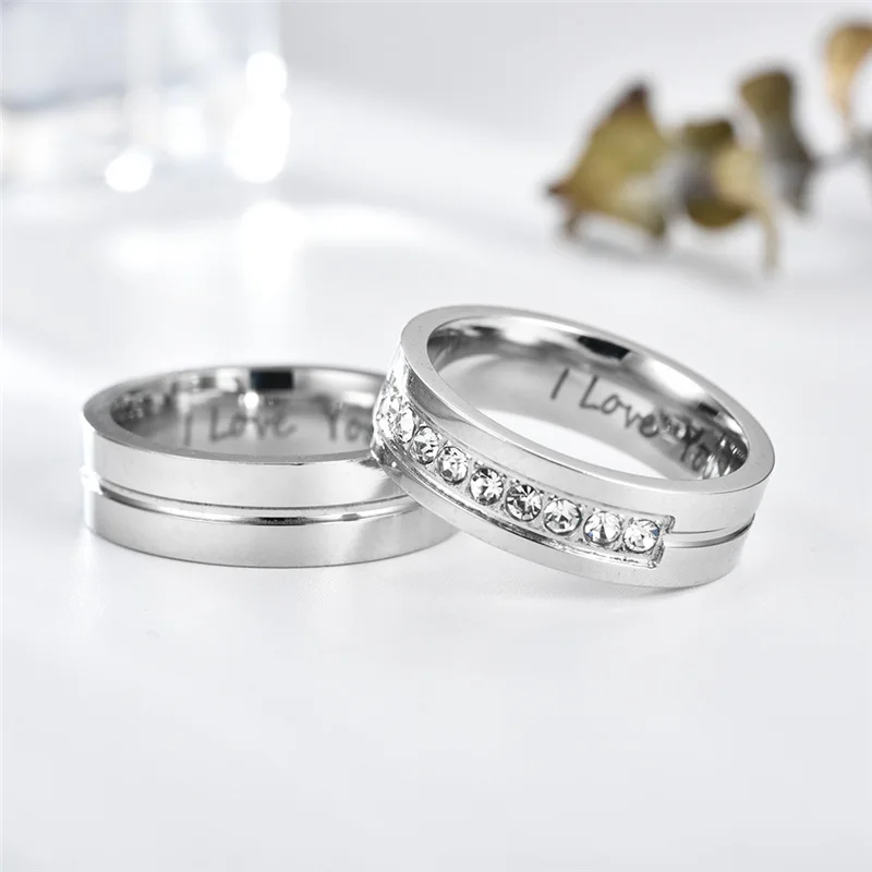 XIXI Inspired 18k Gold Plated Tungsten Stainless Steel Diamond Custom Name Couple Wedding Zirconia CZ Women Fashion Jewelry Ring
