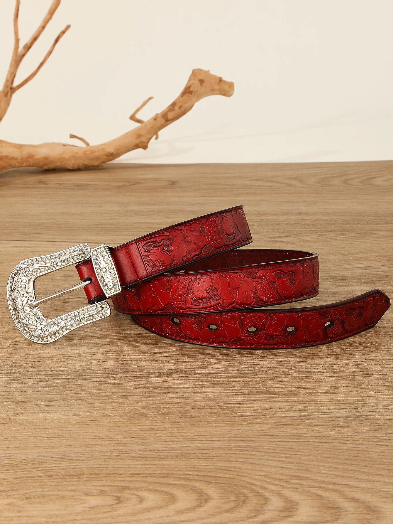 HAND PAINTED HAND CARVED WESTERN FLOWER DESIGN ITALIAN VEG TANNED PU LEATHER BELT 2023 SOLID BRASS FLORAL BUCKLE & LOOP
