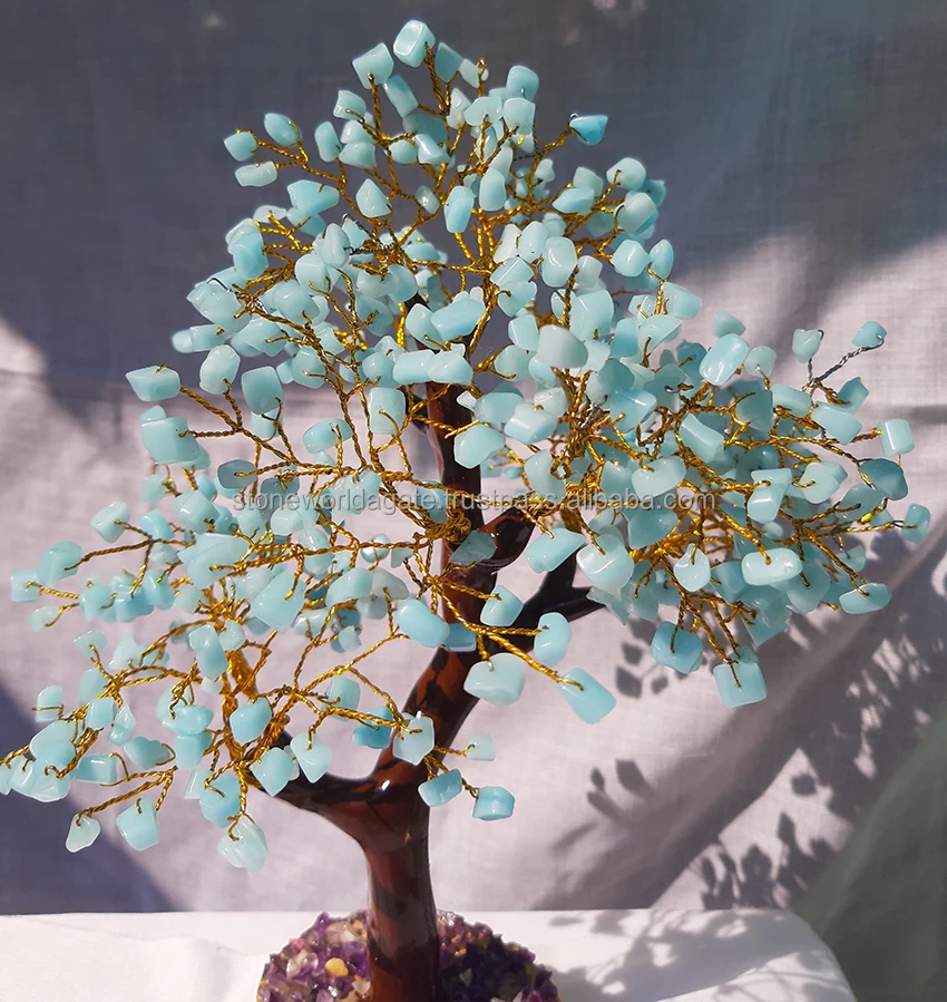 
Turquoise Gemstone Tree ,Blue Onyx Chips Beads Tree Customize Gemstone Chips Beads Tree For Home Decoration and gifts 