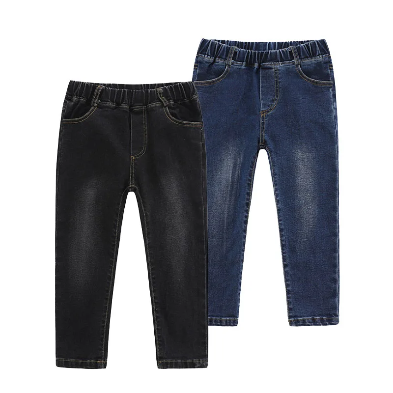 Hot Sales Children Elastic Mid Waist Denim Pants Kids Boys Girls Jeans