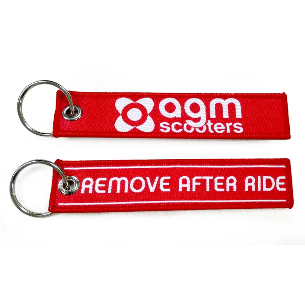 Cheap Promotional Make Your Own Logo Metal Car Embroidery Keychain Custom Woven Textile Key Ring