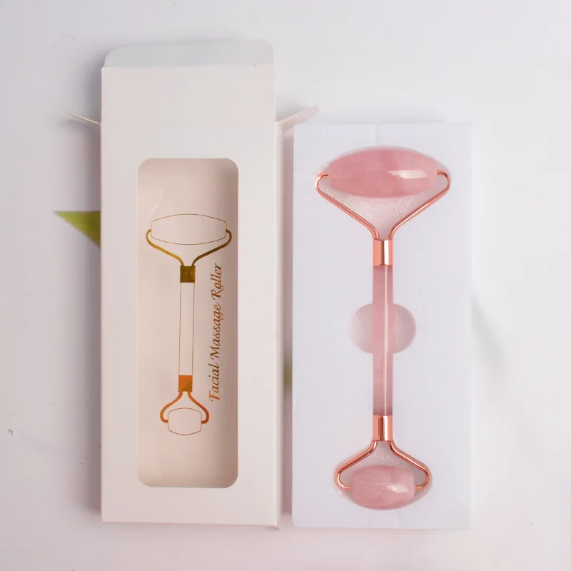 Gift box Massage face Rolelr natural noise free Jade Roller Rose Quartz jade rolelr Facial massage stone