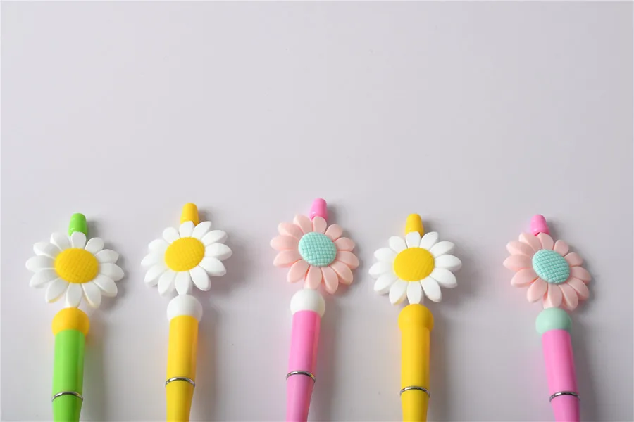 Wholesale Baby Teething Chewable BPA Free Sunflower DIY Silicone Bead Pens Decorative Silicone Beads for Pen Making