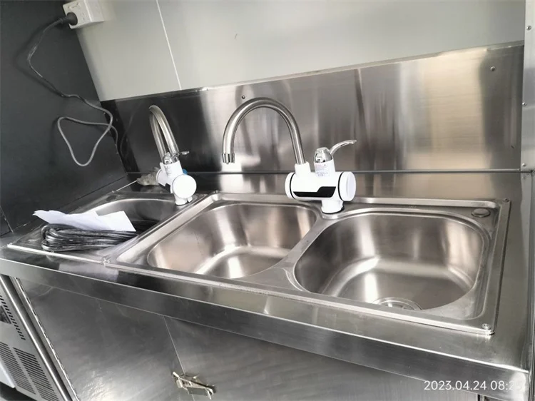 Concession enclosed food trailer dark black color food serving outdoor refrigerator mobile trailer for NZ customer