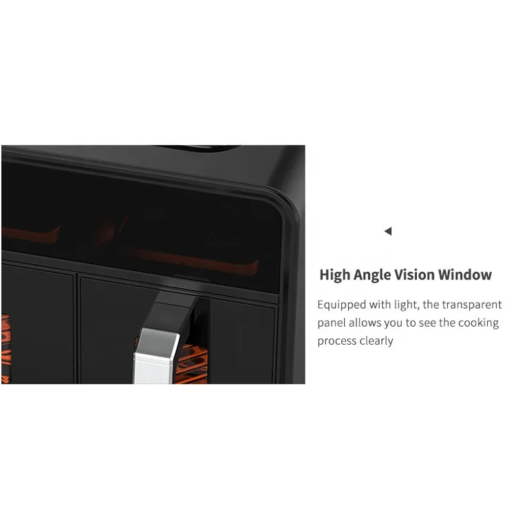 Factory price 10L 2400W Dual Air Fryer Oil Free Color Display Electric visible Double Door Smart Kitchen Appliances