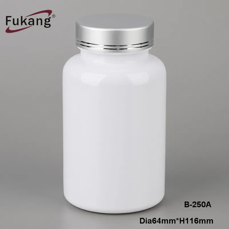 250cc Dark Amber Vitamin Capsule bottle PET Plastic Biodegradable Bottles Packaging