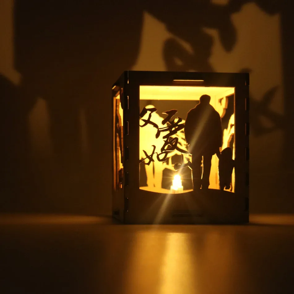 Оптовая продажа, фонарь с светлым деревянным лазером для подарков на день отца