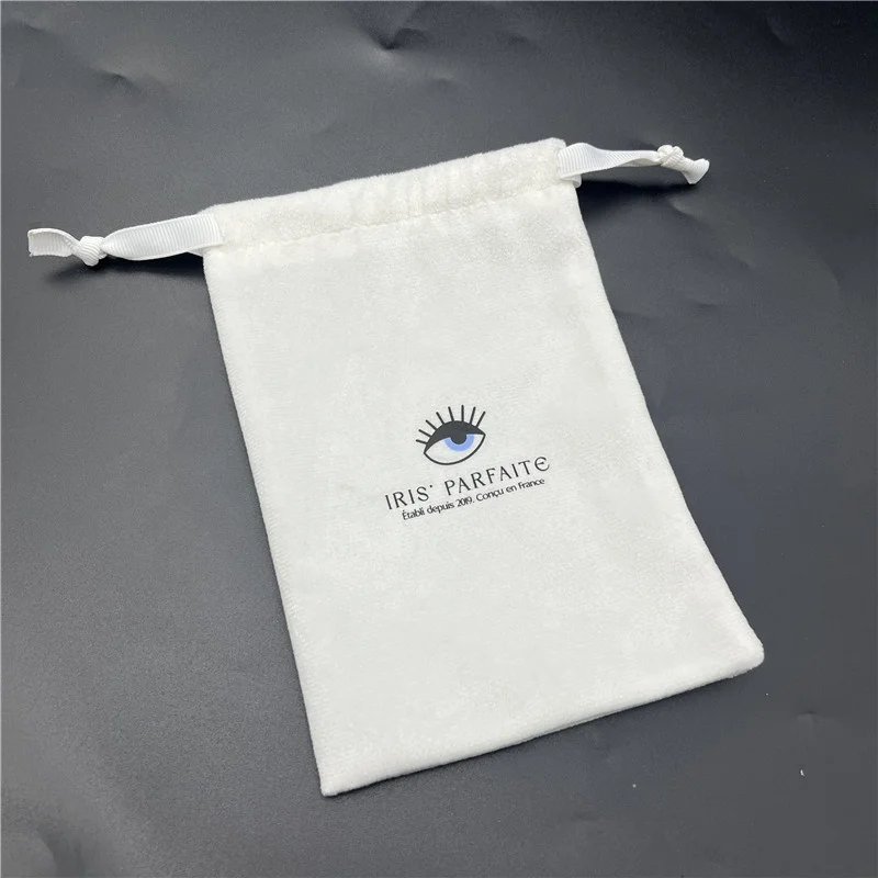 Luxury Jewelry Pouches with Custom Logo Soft Velvet Fabric Small Drawstring Bag Velvet Gift Packaging Bag