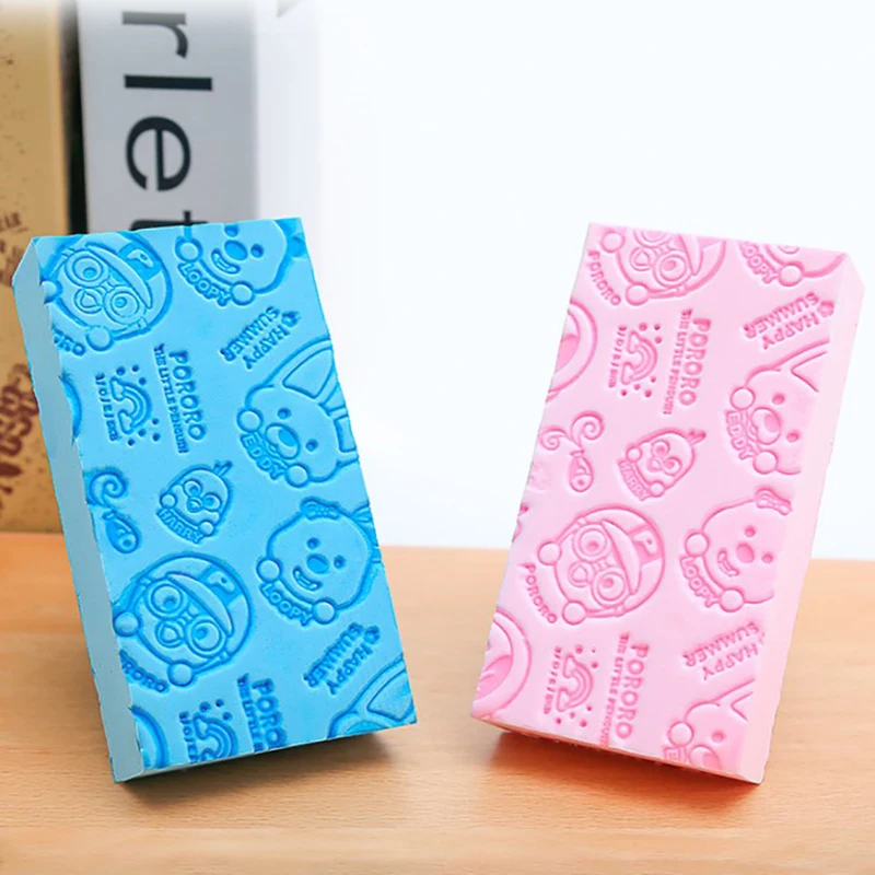 Wholesale High Quality Baby Bath Sponge Newborn Bathing PVA Cartoon Printed Mud Back Rubbing Sponges