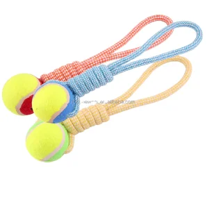 Pet Tennis Balls With Rope  for Dogs Pet Toys Rope Knot Handmade Dog Tug Toy