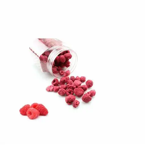 Organic Freeze-Dried Raspberry Snack GMO-Free Whole and diced FD fruits in Powder form preserved with Natural Syrup