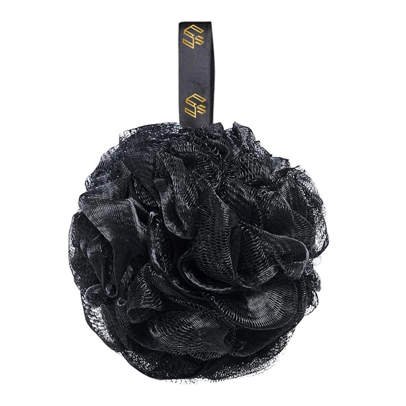 Soft Bath Bubble Flower Loofah Sponges PE Mesh Puff Shower Sponge Body Scrub Brush Bouquet 4pc 60g Black Exfoliating Bath Sponge