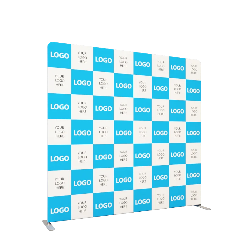 Custom exhibition tension fabric pop up display 20ft 10ft 8ft stretch step and repeat curved straight banner stand