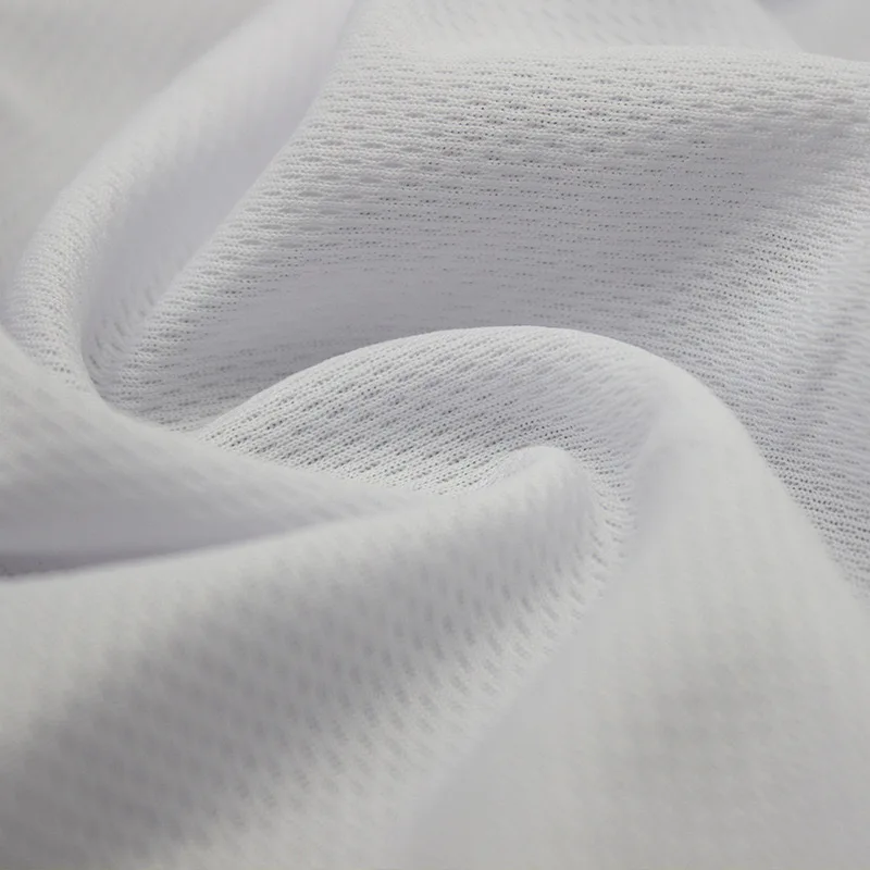 stock lot 75D/72F eyelet mesh football jersey fabric 100%polyester white bird eye mesh fabric for sublimation print
