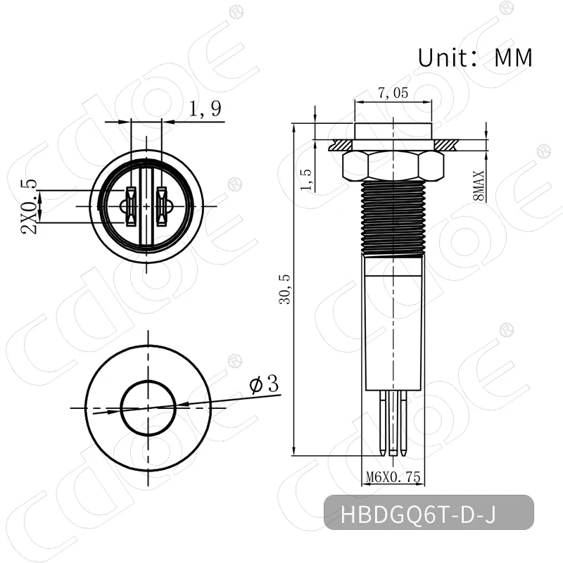 220V stainless steel Pin terminal Metal Waterproof IP67 indicator lights Dome head 6mm led signal lamp