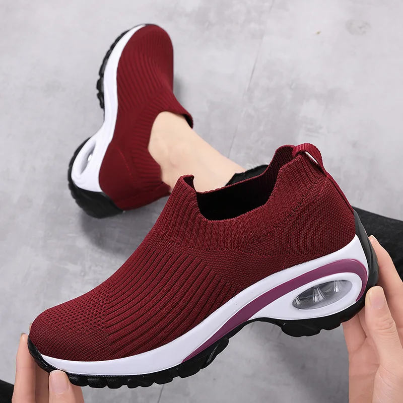 Best Seller Women Shoes Woven Fabric Upper Stretchy Zapatos Air Cushion RTS Summer Women Casual Shoes Trendy