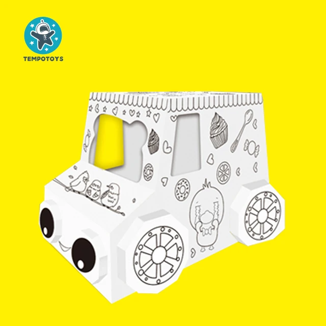 Tempo Toys Coloring Cardboard Assemble Creative Doodle Diy Craft Candy Stroller Juguetes Para Los Ninos Kid Toy