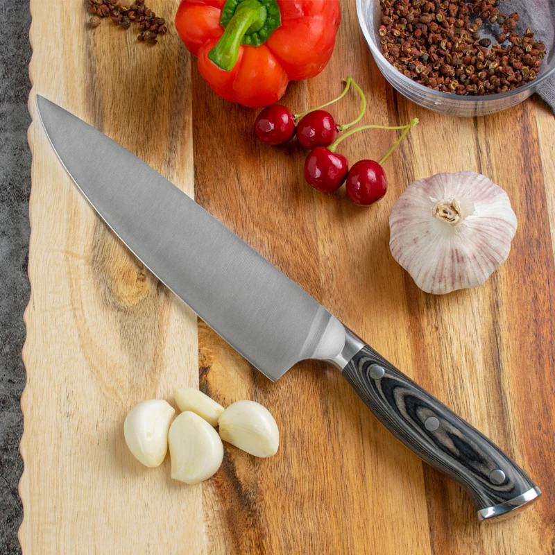 8 inch 5cr15 Stainless Steel Kitchen Knife Ergonomic Pakka Wood Handle Kitchen Chef Knife