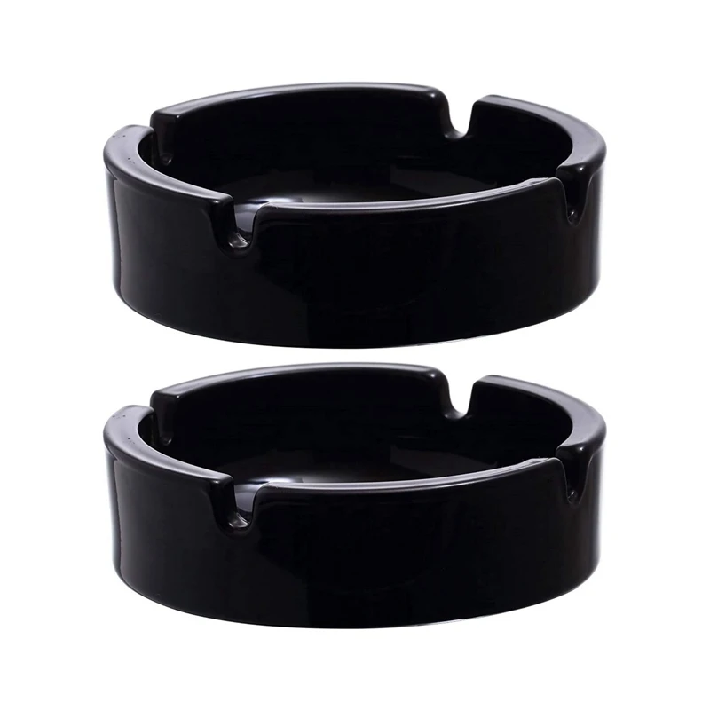Custom Logo Colored Print Black Round Stackable Glass Ashtray