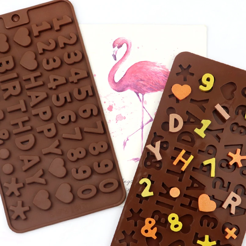 023 free sample happy birthday and number letter shape silicon chocolate moulds, silicon resin mold, silicon front mold