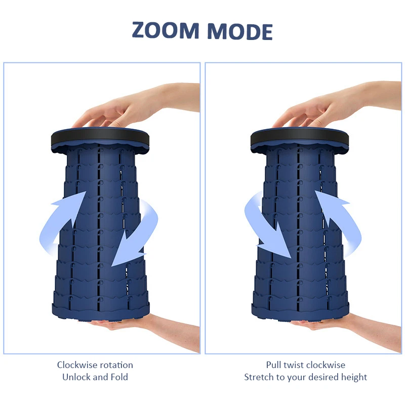 Collapsible Retractable Stool Adjustable Folding Stool for Garden Hiking Fishing BBQ with Carry Bag Telescoping Stool