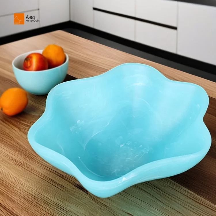 Handmade High Quality Swirl Resin Serving Bowls Food Safe Kitchen Storage Fruit Container Sustainable Salad Bowl Polyresin