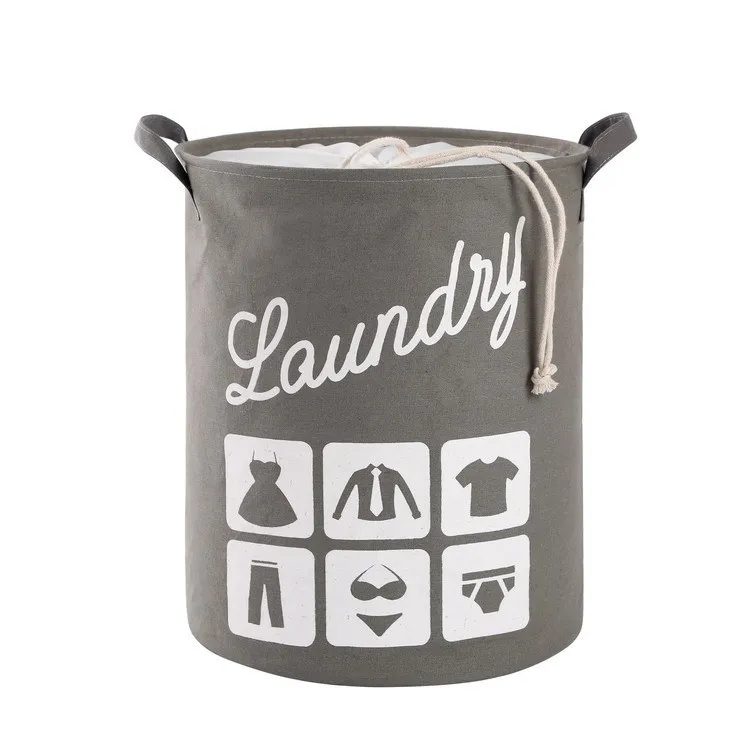 
Wholesale eco-friendly custom cotton drawstring foldable canvas cloth storage laundry basket 