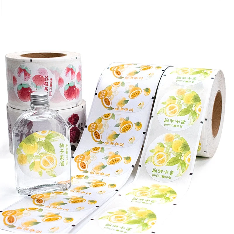 PVC vinyl self adhesive die cut round label customized circle logo sticker for food package