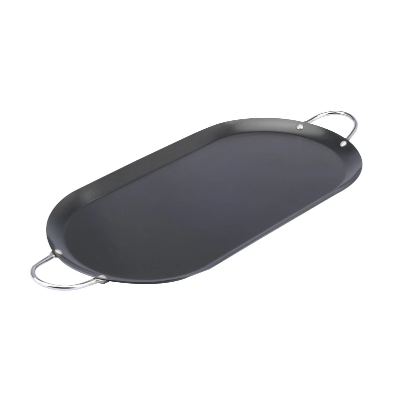 New design carbon steel bbq grill topper nonstick pancake grill pan with double handles