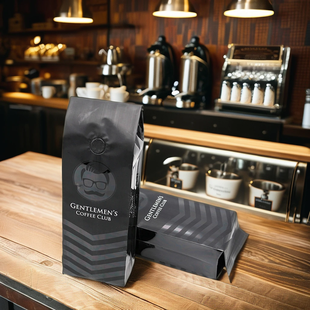 AT PACK Low MOQ UV Printing 12 oz Coffee Bags With Valve And Zipper Tin Tie Coffee Packages Flat Coffee Beans Packaging Bags