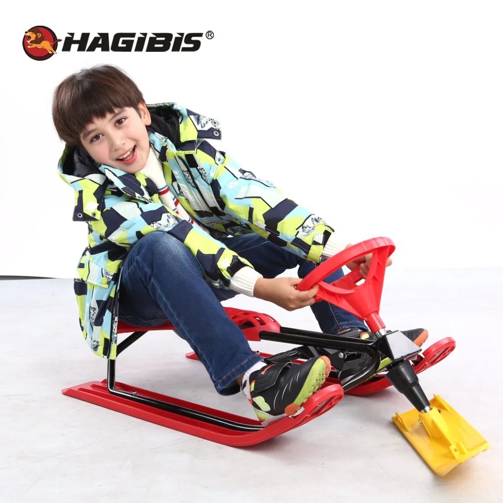 
Steel snow mobile for kids snow sled for children 6+steerable scooter 