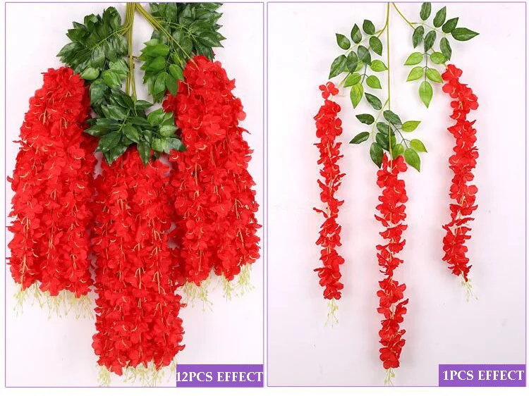 Wisteria Flowers Wholesale Fast Shipping Multi Color Faux Vines Plant Garland Artificial Hanging Wisteria For Home Wedding Decor