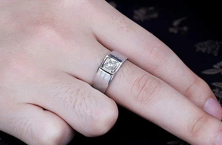 Mens Moissanite Ring PT950 Gold Filled Man Ring Soliatire Diamond Silver Ring 925 Man