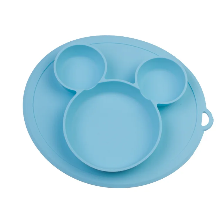 Children Tableware Food Grade Silicone Baby Plate Kids Mickey Bowl Plates Baby Feeding Silicone Bowl